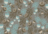 Baby Blue and Dark Gray Flower Pattern Medium Gray BG Seamless (WA - NPT0148)