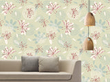 Cream and Brown Flower Pattern Light Green BG Seamless (WA - NPT0142)