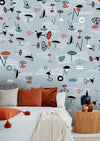 Assorted Hand Drawn Shapes Pattern Light Gray BG Seamless (WA-KAT0118)