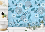 Various Flowers and Leaves Bluish Hue BG Seamless (WA - NPT0245)