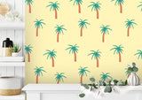 Coconut Tree Pattern Pastel Yellow BG Seamless (WA - 4268729)